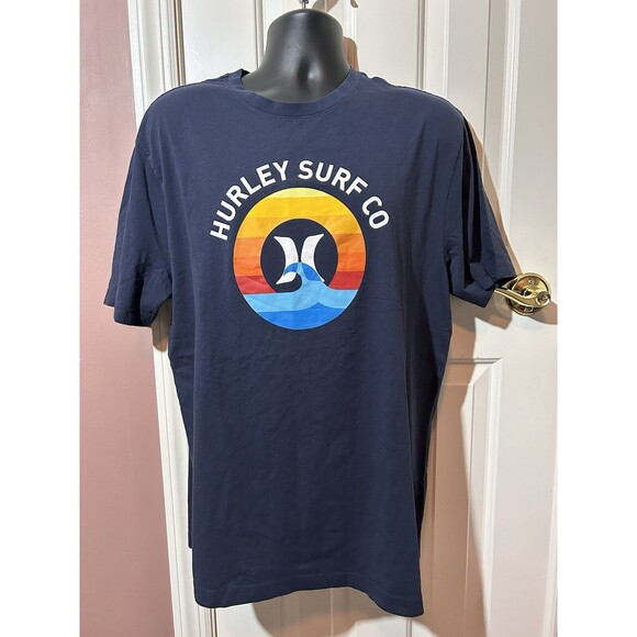 Hurley Graphic T Shirt Mens Size Large Short Sleeve Navy New - Picture 1 of 8